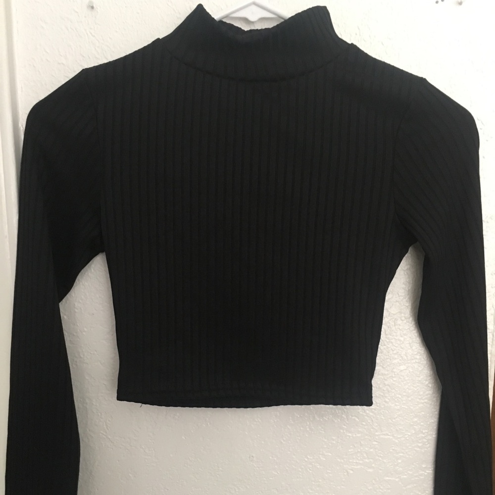 Boohoo ribbed long sleeved crop top.